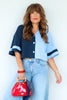 Delilah Navy Short Sleeve Top