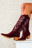 Nia Maroon Western Boots