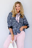 Foxcroft Agnes Zebra Black & White 3/4 Sleeve Shirt
