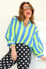 Dance It Out Lime & Blue Stripe Long Sleeve Top
