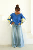 Free People You're A Star Navy Combo Long Sleeve Top