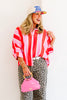 Lindy Red & Pink Short Sleeve Top
