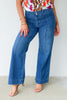 Just Black Pintuck Medium Denim Wide Leg Jean