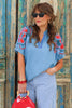 Alessia Light Denim Short Sleeve Top