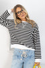 Lead The Way Black Striped Long Sleeve Pullover