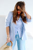 Finley Coastal Sky Pinstripe Long Sleeve Blazer