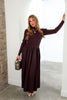 Tribal Fudge Mixed Media Long Sleeve Maxi Dress