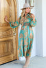 See You There Emerald Paisley Long Sleeve Midi Dress