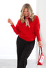 Candy Red Batwing Long Sleeve Turtle Neck Sweater