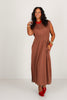 Going Ahead Mocha Short Sleeve Midi Dress