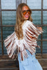 Horseshoe Cream & Tan Two Tone Fringe Shrug