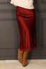 Monica Burgundy Satin Midi Skirt