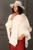 MITCHIE'S Fallon Pearl Cable Knit Fox Fur Cardigan