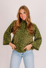 By Chance Olive Leopard Long Sleeve Sweater