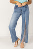 A.Z.I. Pearl & Rhinestone Wide Leg Denim Jean