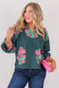No Time Forest Green Bubble Sleeve Blouse