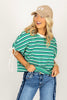 Sabrina Green Striped Short Sleeve Top