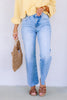 One Too Late Medium Blue High Rise Straight Leg Jean