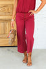 Malibu Button Fly Red Velvet Wide Leg Jean