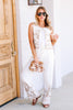 Molly Bracken Off White & Beige Wide Leg Pant