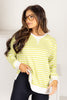 Tribal Mint Leaf Striped Long Sleeve Sweatshirt