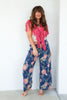 Esther Denim Floral Printed Wide Leg Pant