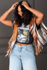 Horseshoe Camel & White Two Tone Fringe Shrug