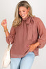 Avery Red Clay Polka Dot Long Sleeve Blouse