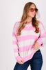 DOORBUSTER Victoria Candy Pink Striped Long Sleeve Sweater