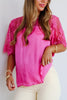 Simply Alluring Pink Lace Short Sleeve Blouse