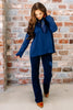 Foxcroft Agnes Long Sleeve Navy Blouse
