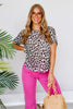 TWT® Mara Beige Leopard Short Sleeve Top