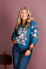 Juliette Teal 3/4 Sleeve Top