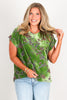 Wish For You Sage Mix Cap Sleeve Top