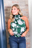 Mariah Hunter Green Floral Sleeveless Blouse