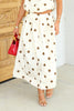 Vivianne Brown Polka Dot Pleated Brown Midi Skirt