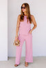 Marlie Light Rose Sleeveless Wide Leg Pant Set