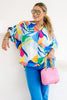 Colors Galore Sky Mix Loose Fit Button Down Blouse