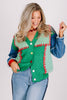 Jovie Green Combo Long Sleeve Cardigan