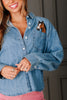 Bulls Eye Denim Long Sleeve Top