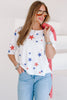 All American Red & Blue Star Ivory Short Sleeve Top
