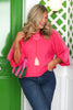 TWT® Lindsay Hot Pink Rosa 3/4 Sleeve Sweater
