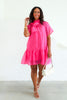 Larissa Hot Pink Short Sleeve Mini Dress