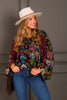 Free People Juliette Black Combo Printed Long Sleeve Blouse