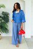 Take Your Breath Away Indigo Short Sleeve Blouse