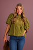 Alma Olive Short Sleeve Top
