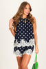 Coming Along Navy Polka Dot Sleeveless Top