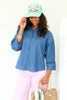 Simply Basic Denim 3/4 Sleeve Top