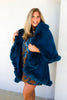 Lauren Faux Fur Teal Poncho