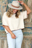 Parting Ways Ecru Short Sleeve Sweater